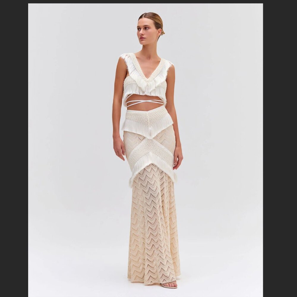 PatBo Fringe Trim Maxi Skirt